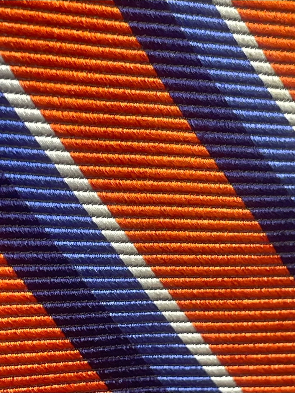 Brooks Brothers Makers Repp Silk Tie Orange Blue Preppy Striped Textured Necktie
